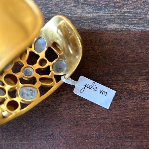 Julie Vos cuff bracelet gold and iridescent pearl NWT - Picture 8 of 8